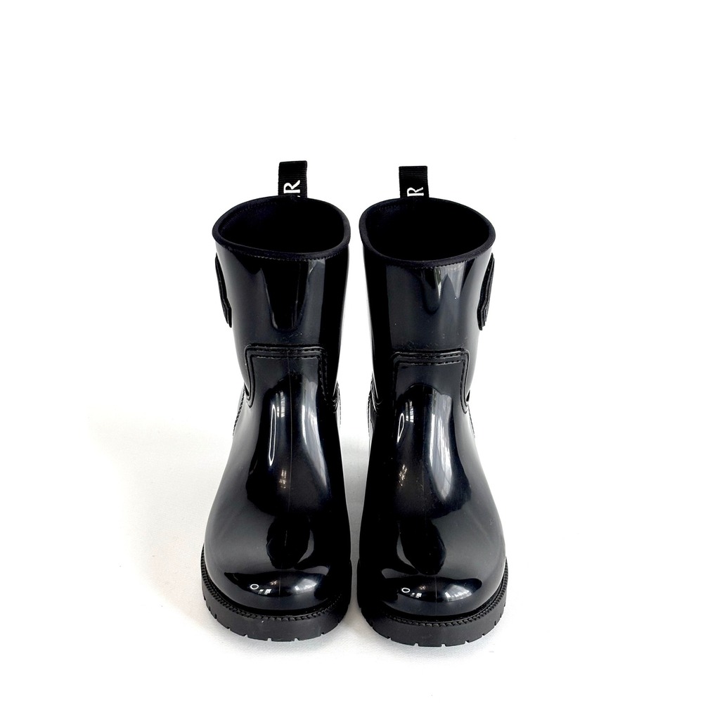 Moncler Loftgrip Black Glossy Rain Boots Lug Sole Ankle Booties Size 40